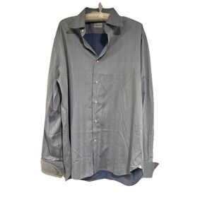 Ermenegildo Zegna Shirt Mens 42 16.5 Long Sleeve blue  Button Up french cuff